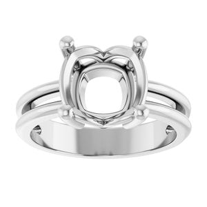 Sterling Silver 9x9 mm Cushion Ring Mounting – image 6