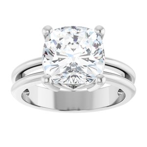 10K White Gold 9x9 mm Cushion Ring Mounting – image 5