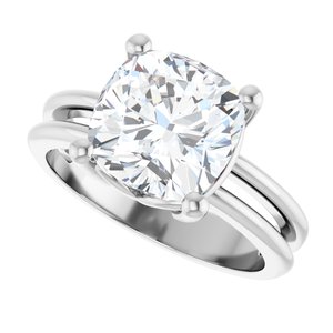 10K White Gold 9x9 mm Cushion Ring Mounting – image 8