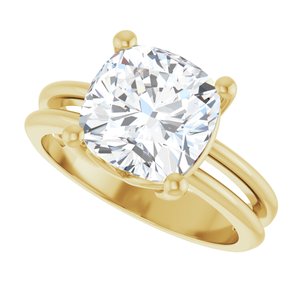 14K Yellow Gold 9x9 mm Cushion Ring Mounting – image 8