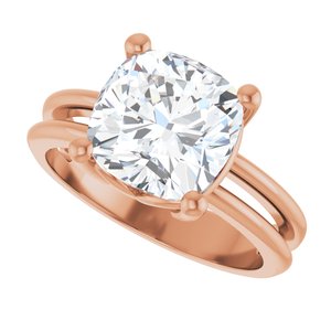 18K Rose Gold 9x9 mm Cushion Ring Mounting – image 8