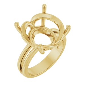 14K Yellow Gold 16 mm Round Ring Mounting – image 2