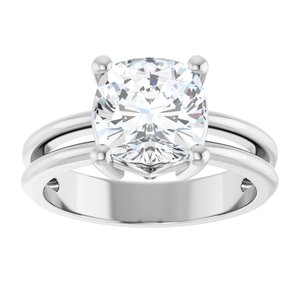 14K White Gold 8x8 mm Cushion Ring Mounting – image 5