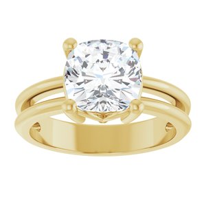 10K Yellow Gold 8x8 mm Cushion Ring Mounting – image 5