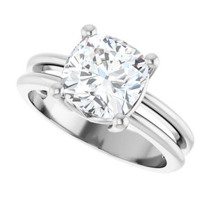 10K White Gold 8x8 mm Cushion Ring Mounting – image 8