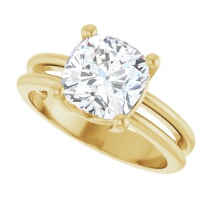 10K Yellow Gold 8x8 mm Cushion Ring Mounting – image 8