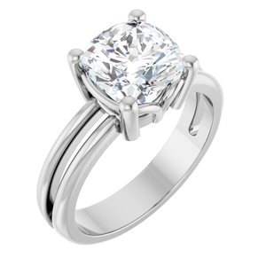 10K White Gold 8x8 mm Cushion Ring Mounting
