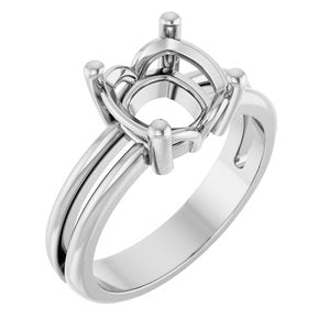 14K White Gold 8x8 mm Cushion Ring Mounting – image 2