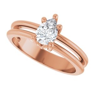 14K Rose Gold 6.5x4.5 mm Pear Ring Mounting – image 8