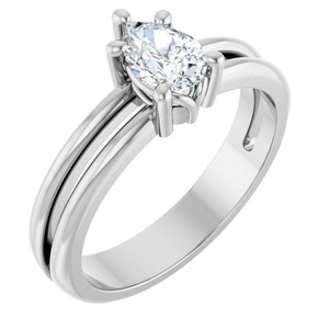 18K White Gold 6.5x4.5 mm Pear Ring Mounting