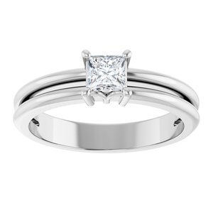 18K White Gold 3.75x3.75 mm Square Ring Mounting – image 5