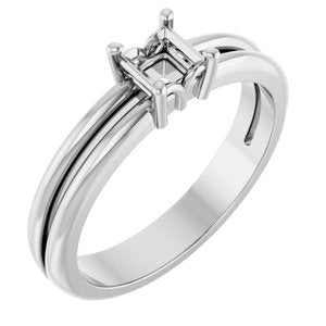14K X1 White Gold 3.75x3.75 mm Square Ring Mounting – image 2