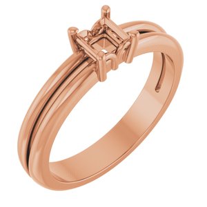 14K Rose Gold 3.75x3.75 mm Square Ring Mounting – image 2