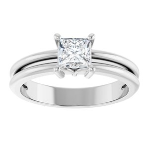 10K White Gold 4.5x4.5 mm Square Ring Mounting – image 5
