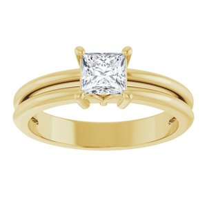 18K Yellow Gold 4.5x4.5 mm Square Ring Mounting – image 5