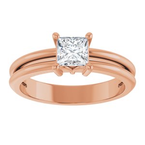 18K Rose Gold 4.5x4.5 mm Square Ring Mounting – image 5