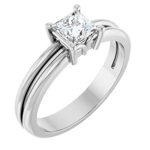 10K White Gold 4.5x4.5 mm Square Ring Mounting
