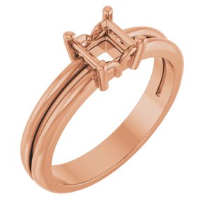 18K Rose Gold 4.5x4.5 mm Square Ring Mounting – image 2