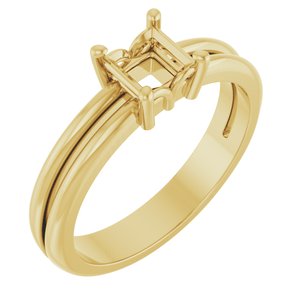 18K Yellow Gold 4.5x4.5 mm Square Ring Mounting – image 2