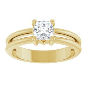 10K Yellow Gold 5x5 mm Cushion Ring Mounting – image 5