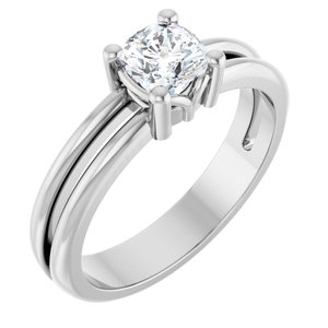 18K White Gold 5x5 mm Cushion Ring Mounting