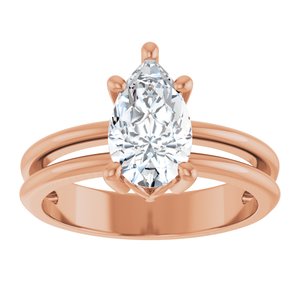 18K Rose Gold 10x6 mm Pear Ring Mounting – image 5