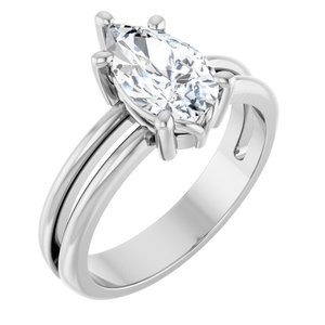 10K White Gold 10x6 mm Pear Ring Mounting