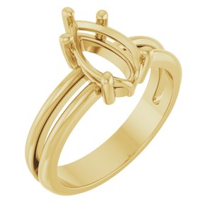 14K Yellow Gold 10x6 mm Pear Ring Mounting – image 2