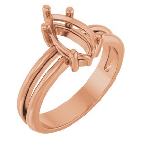 10K Rose Gold 10x6 mm Pear Ring Mounting – image 2