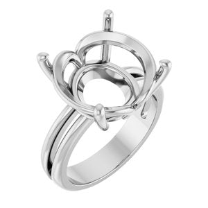 10K White Gold 15 mm Round Ring Mounting – image 2