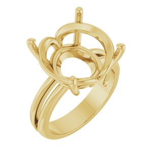 14K Yellow Gold 15 mm Round Ring Mounting – image 2