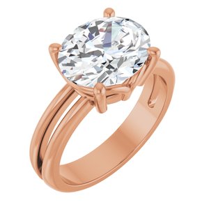 18K Rose Gold 11x9 mm Oval Ring Mounting