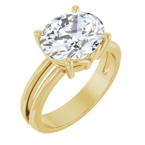14K Yellow Gold 11x9 mm Oval Ring Mounting