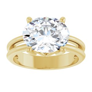 14K Yellow Gold 11x9 mm Oval Ring Mounting – image 5