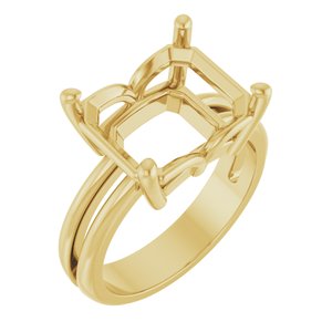 10K Yellow Gold 12x10 mm Emerald Ring Mounting – image 2