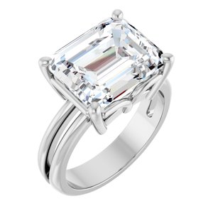 Platinum 12x10 mm Emerald Ring Mounting