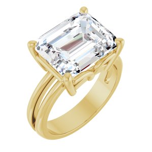 18K Yellow Gold 12x10 mm Emerald Ring Mounting