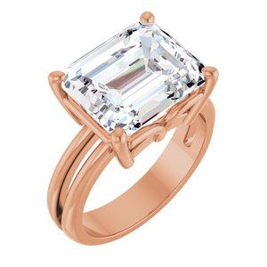 14K Rose Gold 12x10 mm Emerald Ring Mounting