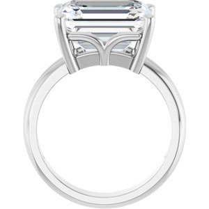 14K White Gold 12x10 mm Emerald Ring Mounting – image 3