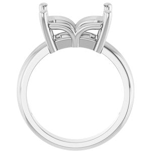 18K White Gold 12x10 mm Emerald Ring Mounting – image 4