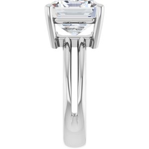 18K White Gold 12x10 mm Emerald Ring Mounting – image 7
