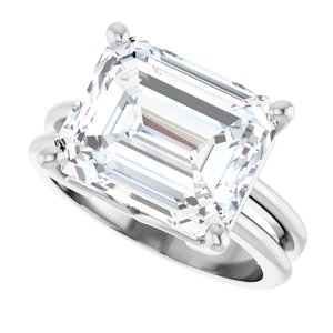 14K X1 White Gold 12x10 mm Emerald Ring Mounting – image 8