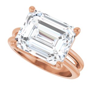 14K Rose Gold 12x10 mm Emerald Ring Mounting – image 8