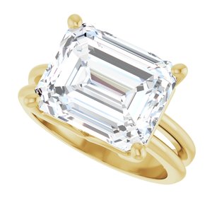 18K Yellow Gold 12x10 mm Emerald Ring Mounting – image 8