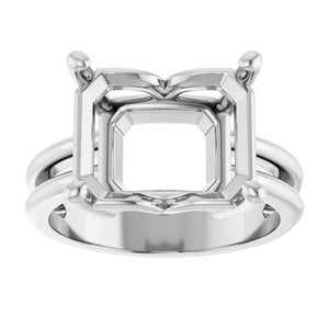 10K White Gold 12x10 mm Emerald Ring Mounting – image 6