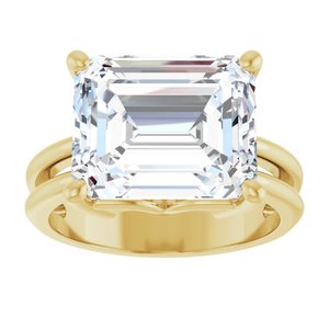 14K Yellow Gold 12x10 mm Emerald Ring Mounting – image 5