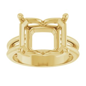 18K Yellow Gold 12x10 mm Emerald Ring Mounting – image 6