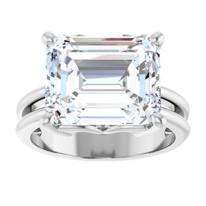 14K White Gold 12x10 mm Emerald Ring Mounting – image 5