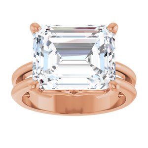 10K Rose Gold 12x10 mm Emerald Ring Mounting – image 5