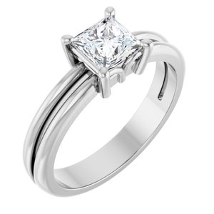 14K X1 White Gold 5x5 mm Square Ring Mounting